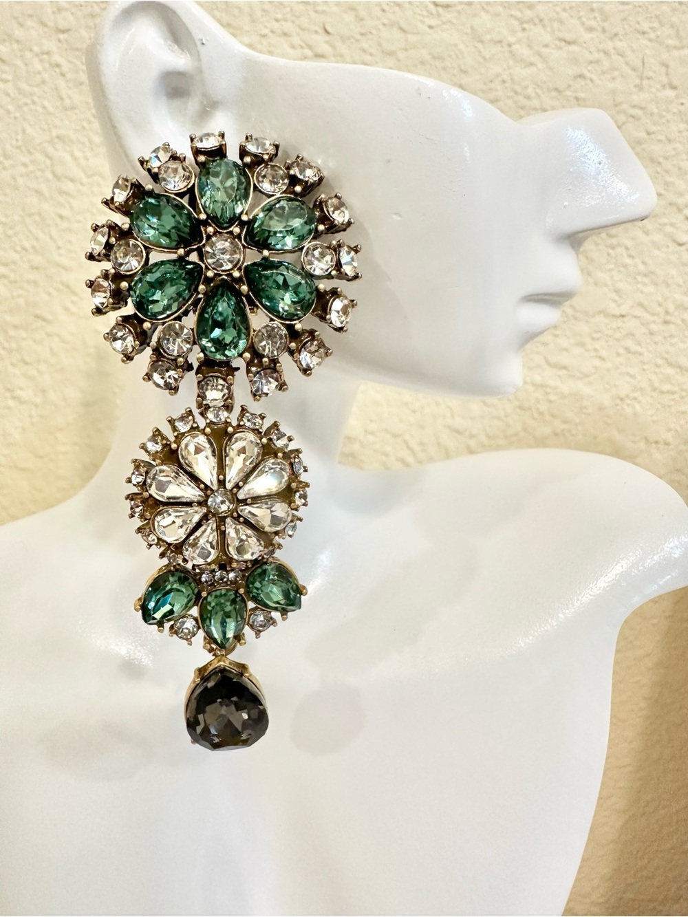 Designer Inspired Crystal Floral Drop Earrings